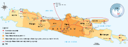 The maximum extent of Mataram Sultanate during the reign of Sultan Agung Anyokrokusumo (1613–1645)