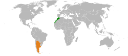 Map indicating locations of Morocco and Argentina