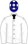 White, navy blue cap, white spots