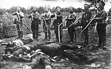 Execution of the members of the Alexandrovo-Gaysky District regional Soviet by Cossacks under the command of Ataman Alexander Dutov, 1918.