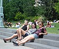 Image 84Women in casuals relaxing at a park in USA, 2010 (from 2010s in fashion)