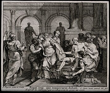 The Death of Seneca (1773 or 1774). Copper engraving of the now-lost original that won the Grand Prix.