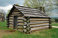 A replica of a cabin at Valley Forge in which soldiers of George Washington's army would have stayed during the winter of 1777–1778.