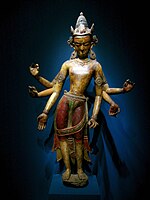 Nepalese statue of Avalokiteśvara with six arms. 14th century CE.