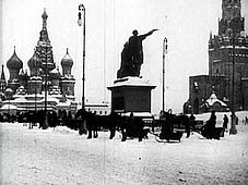 Saint Basil's Cathedral, Monument to Minin and Pozharsky and Spasskaya Tower in 1908
