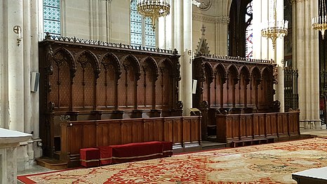 The carved choir stalls