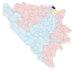 Location of Orašje within Bosnia and Herzegovina