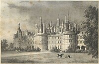 Chateau de Chambord, lithograph by C. Motte from the drawing by Renoux