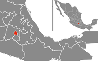 Location of Mexico City in south central Mexico