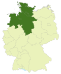 Map of Germany:Position of the Oberliga Nord highlighted