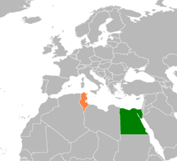 Map indicating locations of Egypt and Tunisia