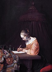 Woman writing a letter (c. 1655)