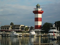Harbour Town Marina in Sea Pines Resort with the Harbour Town Lighthouse