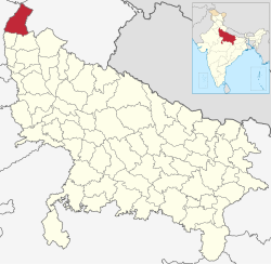 Location of Saharanpur district in Uttar Pradesh