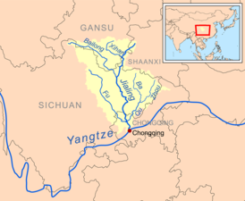 Jialing River (itself a tributary of the Yangtze) and tributaries