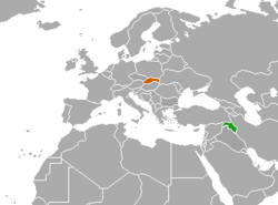 Map indicating locations of Kurdistan Region and Slovakia