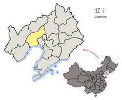 Location of Jinzhou City jurisdiction in Liaoning