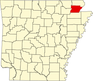 Map of Arkansas highlighting Greene County