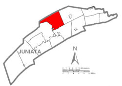 Map of Juniata County, Pennsylvania highlighting Fermanagh Township