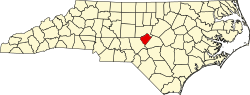 Karte von Lee County innerhalb von North Carolina