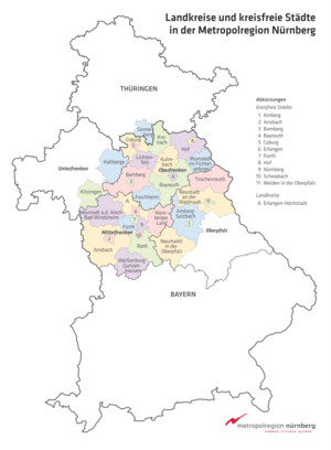 Gebiet der Metropolregion Nürnberg