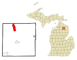 Location in Montmorency County and the state of Michigan