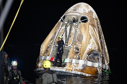 Crew Dragon Endurance after splashdown in the Gulf of Mexico