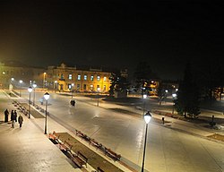 Town center of Negotin at night