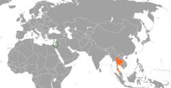 Map indicating locations of Palestine and Thailand