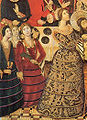 Früheste bekannte Darstellung eines Reifrockes (1470–80)