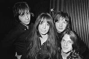 1970 black-and-white photo of the Dutch rock band Shocking Blue.