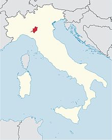 Locator map for diocese of Parma, central Po valley, south of the river