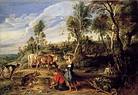 Landscape with Milkmaids and Cattle, 1618