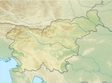 Map showing the location of Postojna Cave