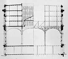 A cross-sectional drawing of several floors