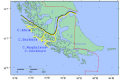 Chilean (black) and Argentine (yellow) views of the Strait of Magellan