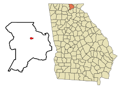 Location in Union County and the state of Georgia