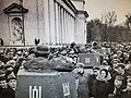 Residents of Vilnius greet Lithuanian tanks decorated with Columns of Gediminas in the Cathedral Square in Vilnius in 1939