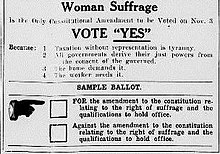 Woman suffrage advertisement from The Suffrage Daily News, November 2, 1914