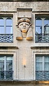 Egyptian Revival hathoric pilaster on the Foire du Caire building (Paris)