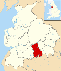 Blackburn with Darwen shown within Lancashire