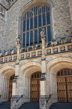 This is a photograph of the entrance to Bonython Hall, the great hall of the university and venue for graduation ceremonies.