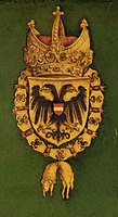 Der Bindenschild auf dem kaiserlichen Doppeladler des Heiligen Römischen Reiches, 1519