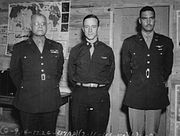 Davis Sr. (left), his son Benjamin O. Davis Jr. (right), and Noel F. Parrish during Davis Jr.'s organization and training of the Tuskegee Airmen