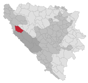Lage der Gemeinde Drvar in Bosnien und Herzegowina (anklickbare Karte)
