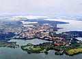 Luftbild von Schwerin und den umgebenden Seen
