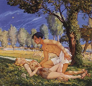 Illustration for Daphnis and Chloe (Snezhkovsky as model), 1930.