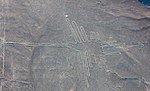 The Hummingbird, one of the Nazca Lines (Nazca); c.200 BC-600 AD; rocks, gravel and dirt; length: 50 m; Nasca and Palpa Provinces (Peru)[69]
