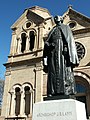 Image 20Bronze statue of Archbishop Lamy in front of St. Francis Cathedral (from History of New Mexico)