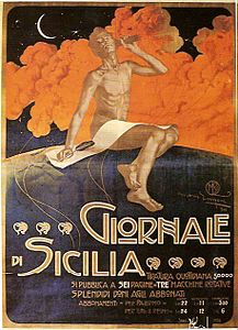 Poster for the Giornale di Sicilia by Mario Borgoni (1903)